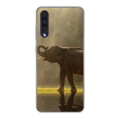 Produktbild von MuchoWow® Handyhülle Schutzhülle Hülle für Samsung Galaxy A30s Elefant - Wasser - Tiere - Natur Silikon Softcase Handy Hülle - Karteninhaber