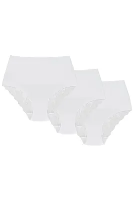Produktbild von Wolbar dame slip 3er pack figurformend  spitze bund musterlos wb321, weiß, m