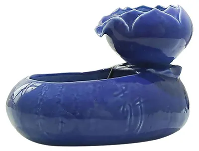 Produktbild von Keramik Katzenbrunnen mit Filter und leiser Pumpe für frisches Trinkwasser blau