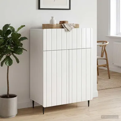 Zdjęcie produktu dla Kredens vidaXL, biały, z połyskiem, 66 x 34,5 x 92 cm, materiał drewnopochodny