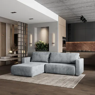 Produktbild von Masseno Ecksofa TURIN P mit Schlaffunktion L-Form, Sofa mit Bettkasten, Wohnzimmersofa, Couch, Soffa, Bettsofa, Couchgarnitur- Hellgrau, POSO 55