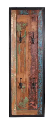 Produktbild von SIT Möbel Wand-Garderobe | 4 Doppel-Haken | Altholz bunt | Metall antikschwarz | B 35 x T 8 x H 110 cm | 03563-98 | Serie BALI