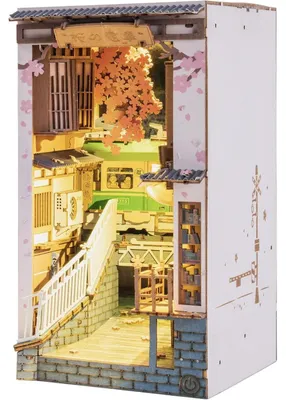 Immagine prodotto di Kit di puzzle in legno 3D per la costruzione di una libreria, modello in legno "Sakura Densya" da assemblare