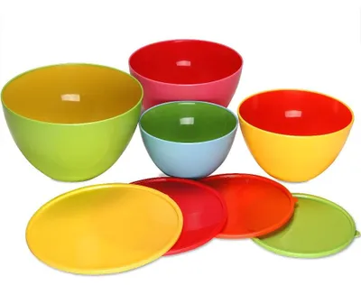 Imagen del producto de Juego de 4 recipientes de plástico apilables, sin BPA, con tapa