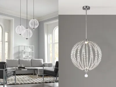 Immagine prodotto di Lampada a sospensione a sfera Oberlin LED 8W in nichel satinato Feiss