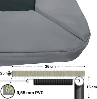 Produktbild von Rechteckige Trampoline Randabdeckung Grau Magic Circle Pro 214 x 305 cm
