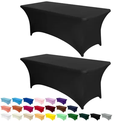 Produktbild von Dehnbare Tischdecke 2 Stück Elasthan 6FT Schwarz Rechteckig 183x76x76 cm