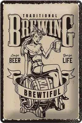 Produktbild von Blechschild Spruch Traditional Brewing live for Beer 20x30cm