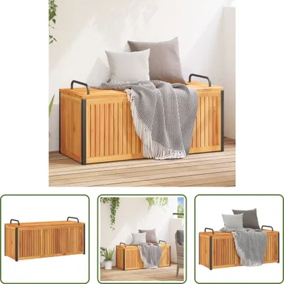 Zdjęcie produktu dla Skrzynia ogrodowa The Living Store 110x45x42/53 cm z litego drewna akacjowego i stali