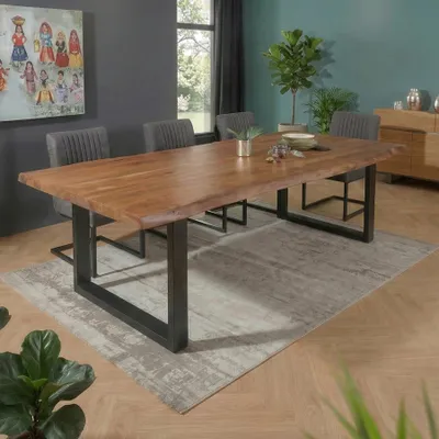 Produktbild von riess-ambiente Esstisch MAMMUT 200cm natur schwarz Akazie Metall U-Gestell Baumkante 10 Personen