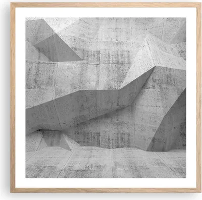Produktbild von Gerahmtes Poster - Rahmen in heller Eiche - Beton Wand Grau - 60x60 cm - Wand Bild - Wanddeko - Wandbilder - Kunstposter - Wandposter - Bilderrahmen - Bilder - Kunstdruck - Wandbild - P2NAC60x60-4183
