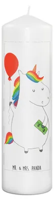 Produktbild von Mr. & Mrs. Panda Kerze Einhorn Luftballon 29 x 8 cm XL - Weiß - Geschenk, Geld, Wachskerze, Bedruckte, Unicorn, Erinnerungskerze, Freundin, Stumpenkerze, Blockkerze