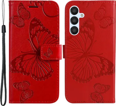 Produktbild von Samsung Galaxy A54 Hülle - Coverup Schmetterlinge Klapphülle - Rot