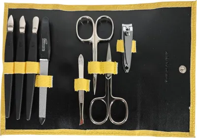 Produktbild von Nagelpflege Set 8-tlg. Echtleder Etui | Maniküre Pediküre | Solingen |  Germany Gelb
