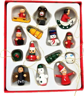 Produktbild von 14 Weihnachtsanhänger Holzfiguren Christbaumdeko