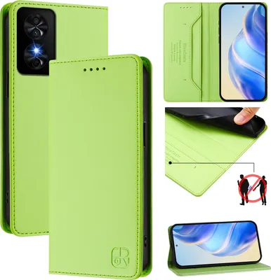 Produktbild von Lederhülle für TCL 50 SE Hülle Flip Brieftasche Kartenfächern Ständer Schutzhülle Grün