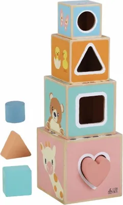 Obrázek produktu pro Dřevěné stohovací věžové bloky 4 ks. Sun Baby