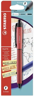 Obrázek produktu pro Roller s tlakovým mechanismem - STABILO PALETTE v červené barvě - šířka čáry F (0,4 mm) - jedno pero - barva psaní červená