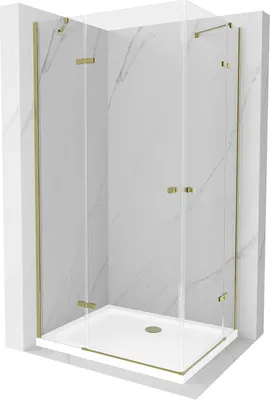 Zdjęcie produktu dla Mexen Roma Duo kabina prysznicowa uchylna 80 x 70 cm, transparent, złota + brodzik Flat - 854-080-070-50-02-4010G