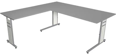 Produktbild von Schreibtisch Form4 180 C-Fuß-Gestell 180x80x68-82cm / Anbau 100x60cm grafit