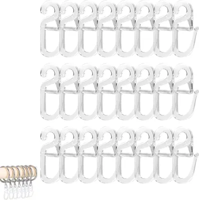 Produktbild von 120 Stück Hochwertige Überklipshaken, Mit 6mm Öse, Glasklare Vorhanghaken Für Gardinenringe, Professionelle Faltenlegehaken Zum Einhängen Von Gardinen
