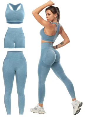 Produktbild von SALSPOR 3-teiliges Workout-Set für Damen, Po-Lifting-Leggings mit hoher Belastun