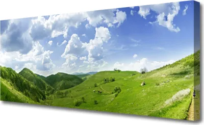Produktbild von Tulup Leinwand-Bilder 125x50 Wandbild Canvas Kunstdruck Gebirge Wiese Natur