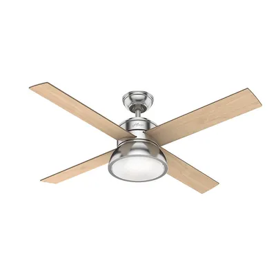 Zdjęcie produktu dla Wentylator sufitowy z oświetleniem i pilotem Loki nikiel szczotkowany 132 cm