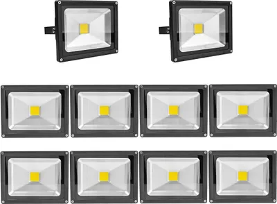 Immagine prodotto di 10 pezzi faretti LED da 20 W, Greenmigo IP65 impermeabili bianco freddo 120° faretti LED da esterno proiettori AC 85-265 V bianco luce diurna