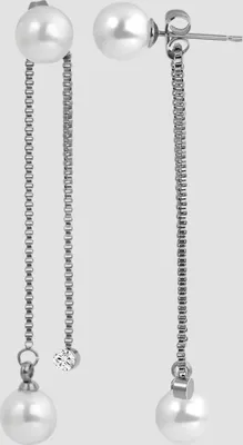 Produktbild von Akzent Perlenohrstecker, Edelstahl, hängend