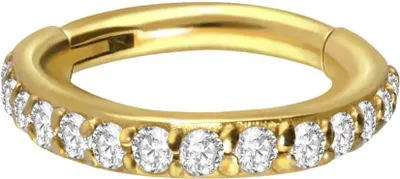 Produktbild von Ohrpiercing, Nasenpiercing, Septum Piercing Chirurgenstahl Segmentring Clicker EINGEFASSTE KRISTALLE Gold Innendurchmesser: 6mm + Stabstärke: 1mm