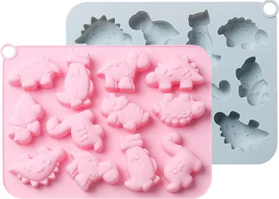 Obrázok produktu pre Forma na dinosaury, forma na želé s dinosaurami - 2 kusy čokoládových foriem na dinosaury, formy na mydlo, formy na želé pre deti, formy na torty s dinosaurami, formy na cukrovinky