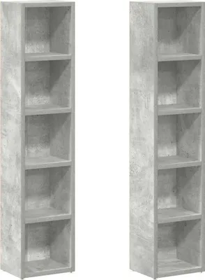 Produktbild von vidaXL CD-Regale 2 Stk. Betongrau 21x16x93,5 cm Holzwerkstoff