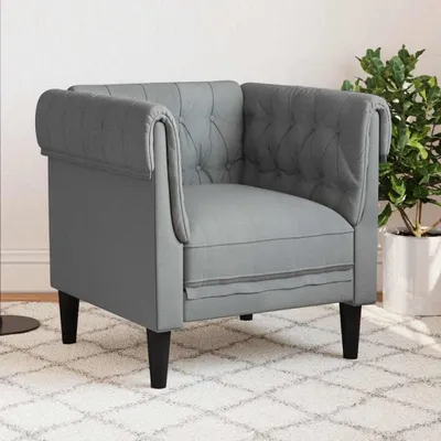 Produktbild von Hellgrauer Chesterfield-Sessel aus Stoff