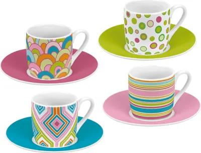 Produktbild von KÖNITZ 4er Geschenkset Espresso 85 ml - SPRING - aus Porzellan / Designbecher