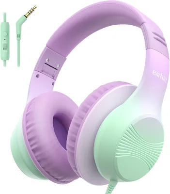 Produktbild von Kinder Over-Ear Kopfhörer mit Kabel, 85/94 dB Lautstärkebegrenzung, Hi-Fi Klang, HD-Mikrofon, faltbar & verstellbar, extra große Ohrpolster