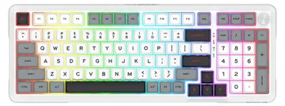 Produktbild von REDRAGON K688WGL-RGB-PRO Bragi Pro, Kabellos, USB + RF Wireless + Bluetooth, Mechanischer Switch, Weiß, Grau