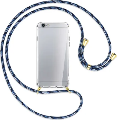 Produktbild von Handykette Backcover-Schutzhülle mit Band (Metall goldfarben) für Apple iPhone 6 / 6S - Blautöne