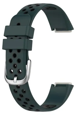 Produktbild von By Qubix passend für Fitbit Luxe - Silikon-Sportarmband - Größe: Large - Dunkelgrün + Schwarz