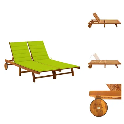 Immagine prodotto di vidaXL Lettino per 2 persone con cuscini in legno massiccio di acacia - Lettini prendisole