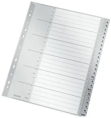 Obrázek produktu pro Leitz 1261-00-85 1261 Rejstřík - A - Z, PP, A4 extra široký, 24 listů, šedý