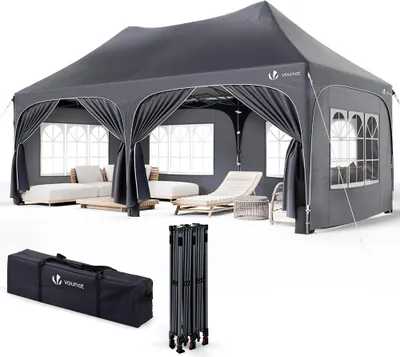 Produktbild von VOUNOT® 3x6m Faltpavillon Pavillon Wasserdicht mit 6 Seitenwänden, Partyzelt Gartenzelt Grau