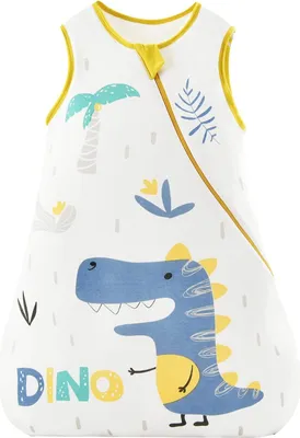 Produktbild von Baby Schlafsack ohne Ärmel 1.5 Tog Winter Babyschlafsäcke Weich Ganzjahres Schlafsack aus Baumwolle Reißverschluss für Neugeborene Junge Mädchen, Schlafstrampler für Säugling (Dinosaurier, Klein)