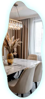 Zdjęcie produktu dla Lustro LED do sypialni – Asymetryczne lustro ścienne – Duże lustro bez ramy – 35 x 80 cm – Zimna biel 6000K