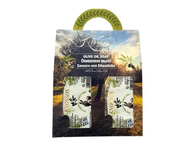 Image de Knossos : Coffret cadeau comprenant 2 savons à l'huile d'olive et au lait d'ânesse, 100 g chacun