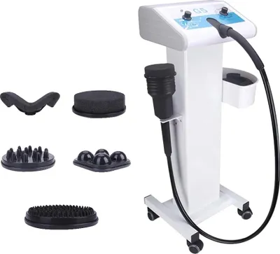 Produktbild von Vibrationsmassage-Abnehmmaschine, mehrere Geschwindigkeitsstufen, fünf Massageköpfe, mit Ständer, EU-Stecker
