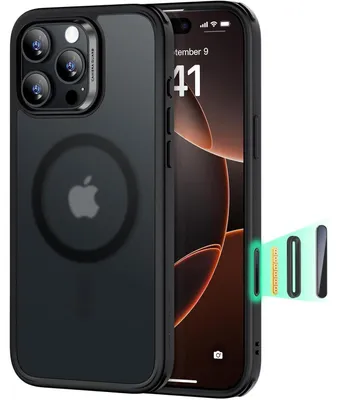 Image de Coque pour iPhone 16 Pro Max avec contrôle de l'appareil photo, MagSafe, protection renforcée et de qualité militaire, couleur noire
