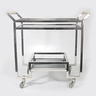 Produktbild von Casa Padrino Bar Trolley Servierwagen aus Messing vernickelt 74 x 40 x H. 69 cm - Hotel & Restaurant Einrichtung Möbel
