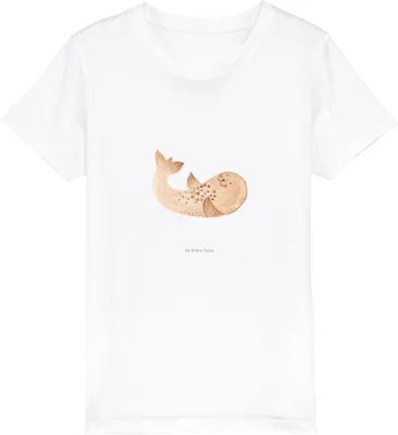 Produktbild von Mr. & Mrs. Panda Kleinkinder T-Shirt Robbe Liegen 12-14 Jahre (152/164) - Weiß - Geschenk, Seehund, Kinder Baumwollshirt, Teenager, Strand, Robben, Lachen, Kindershirt