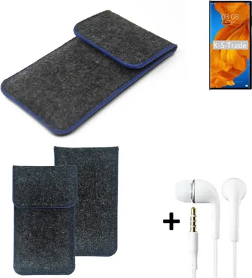 Produktbild von K-S-Trade Handy Schutz Hülle kompatibel mit Huawei Mate Xs Schutzhülle Handyhülle Filztasche Pouch Tasche Case Sleeve Filzhülle dunkelgrau, blauer